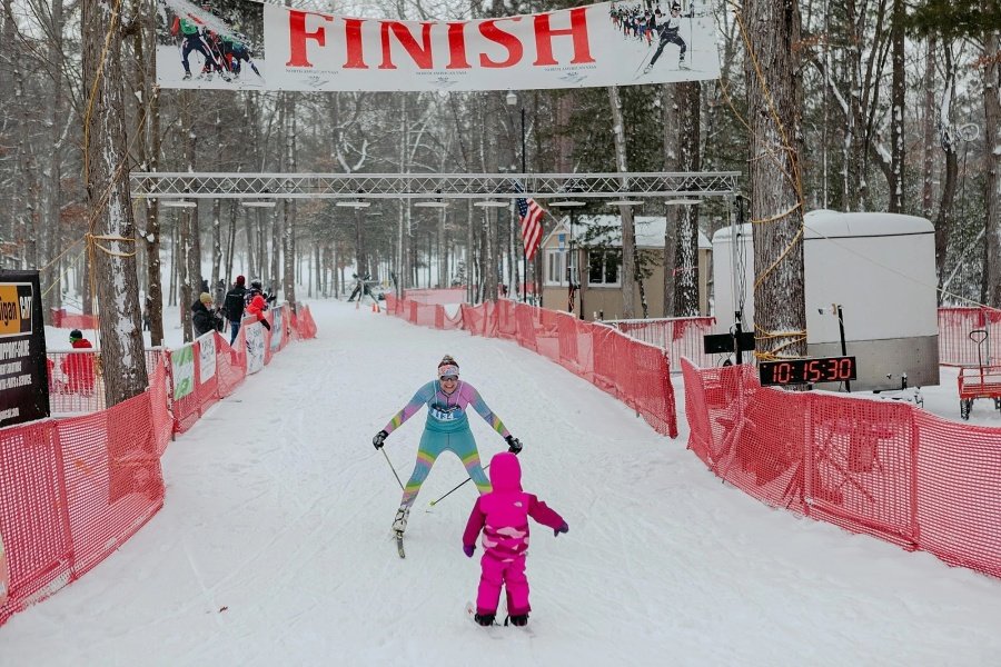 Cross-country skier finishing the North American Vasa Festival of Races