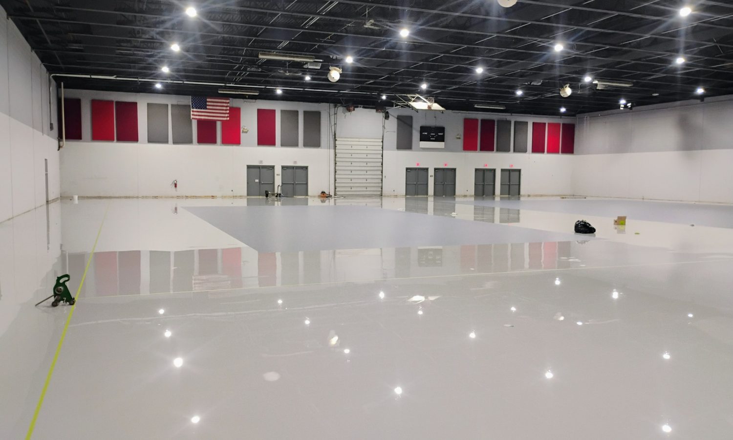 New multipurpose sports floor inside the Wexford Civic Center auditorium